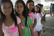 Girls at a World Vision Christmas event in the Philippines