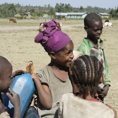 Girls getting water in Ethiopia