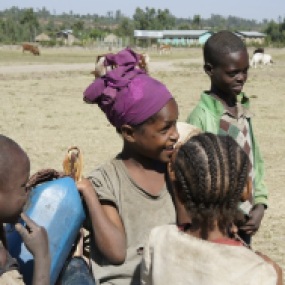 Girls getting water in Ethiopia