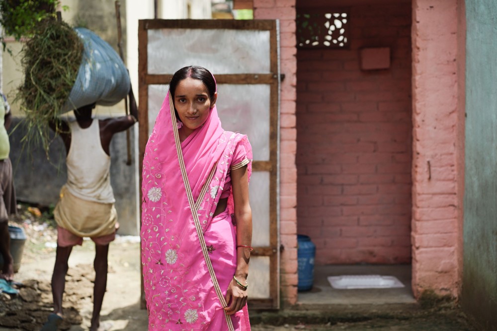 Preeti, a married mother of two from Masnapur Village in India, told her in-laws and husband that if they didn't get a toilet, she'd go back to her parents who did. Her husband paid for a toilet through PSI's social enterprise. One of the most popular features of the toilets PSI is helping to construct in India is the small "cubby shelf" in upper right corner that lets women store sanitary supplies for menstruation.